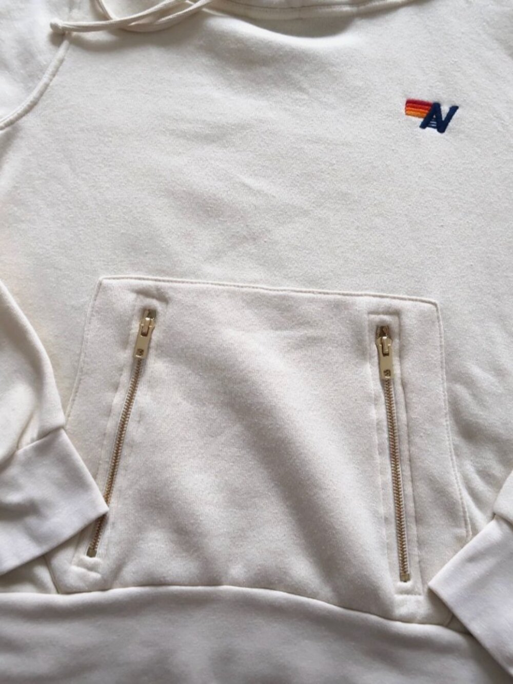 AVIATOR NATION Ninja Hoodie Women’s S Vintage White Pullover Funnel Neck - Picture 6 of 10